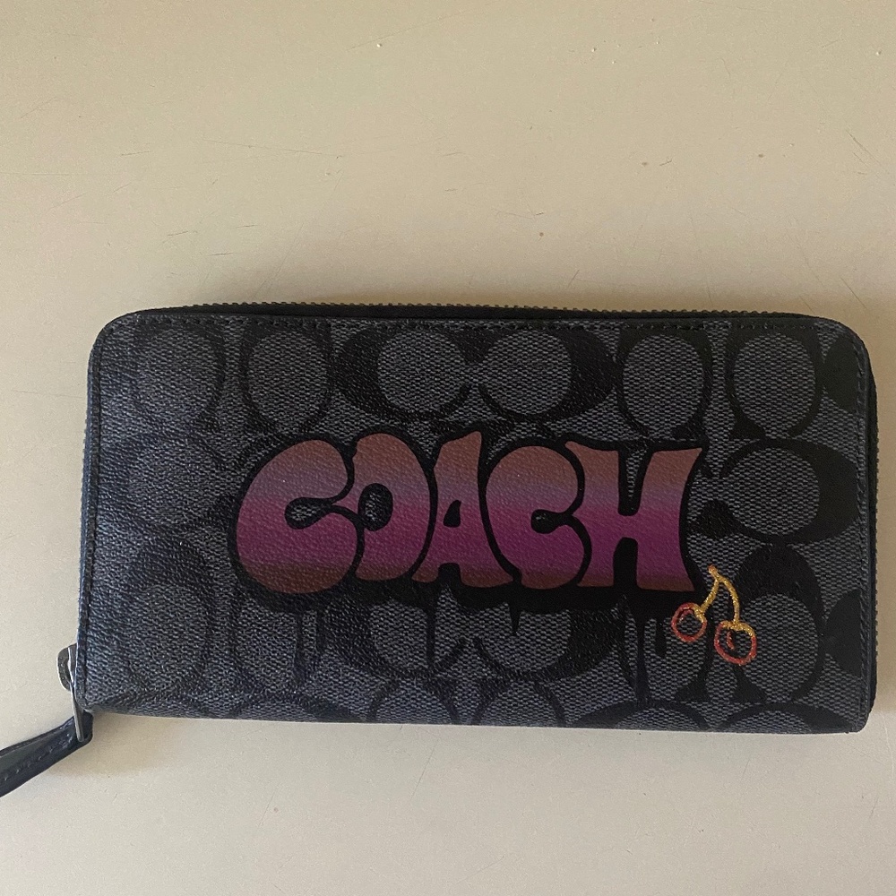 Coach “NEW” Graffiti accordion zip wallet